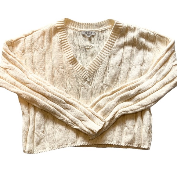 J.Crew Cable-Knit V-Neck Crop Sweater Sz L NM613 - Picture 8 of 13